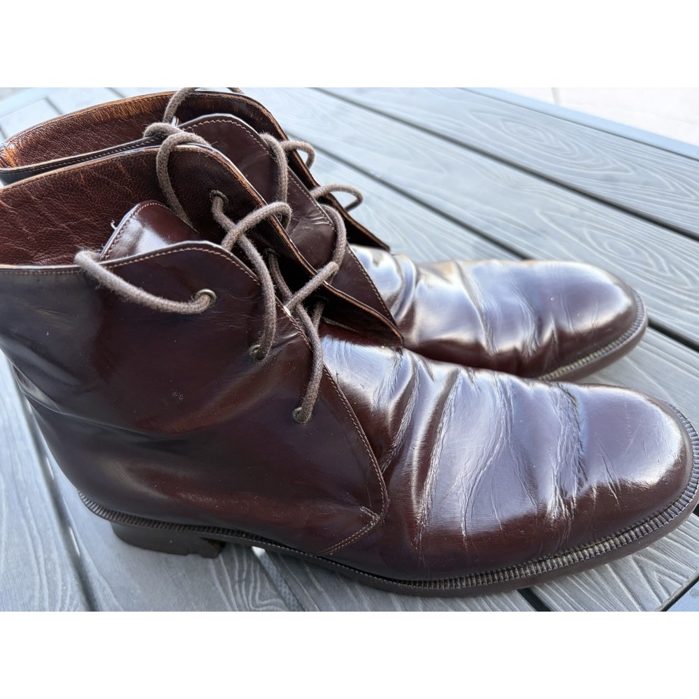 Vtg Women's Giorgio Armani Brown Lace Up Classic Boot Made In Italy 39 (8.5)